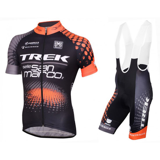 2016 Maillot Trek Tirantes Mangas Cortas Negro Y Naranja